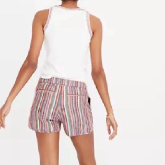 Madewell Rainbow Multicolored Striped Linen Blend Pull On Shorts Sz XXS - Picture 11 of 13